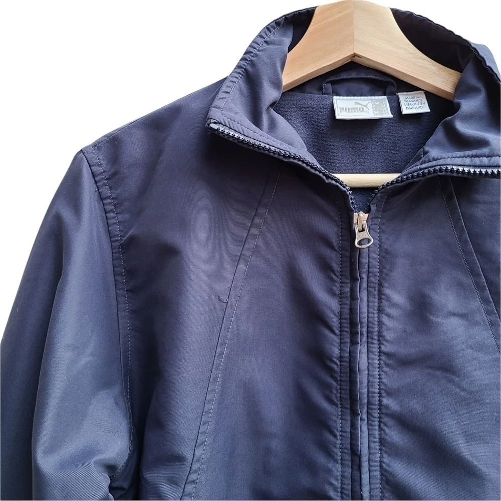 Y2K Puma Navy Blue Full Zip Lightly Lined Cropped Track Jacket Size S (Sample)